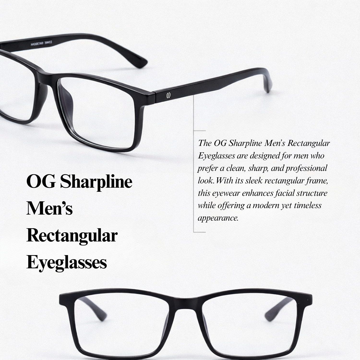 OG Sharpline Men’s Rectangular Eyeglasses | Full Rim Optical Frame