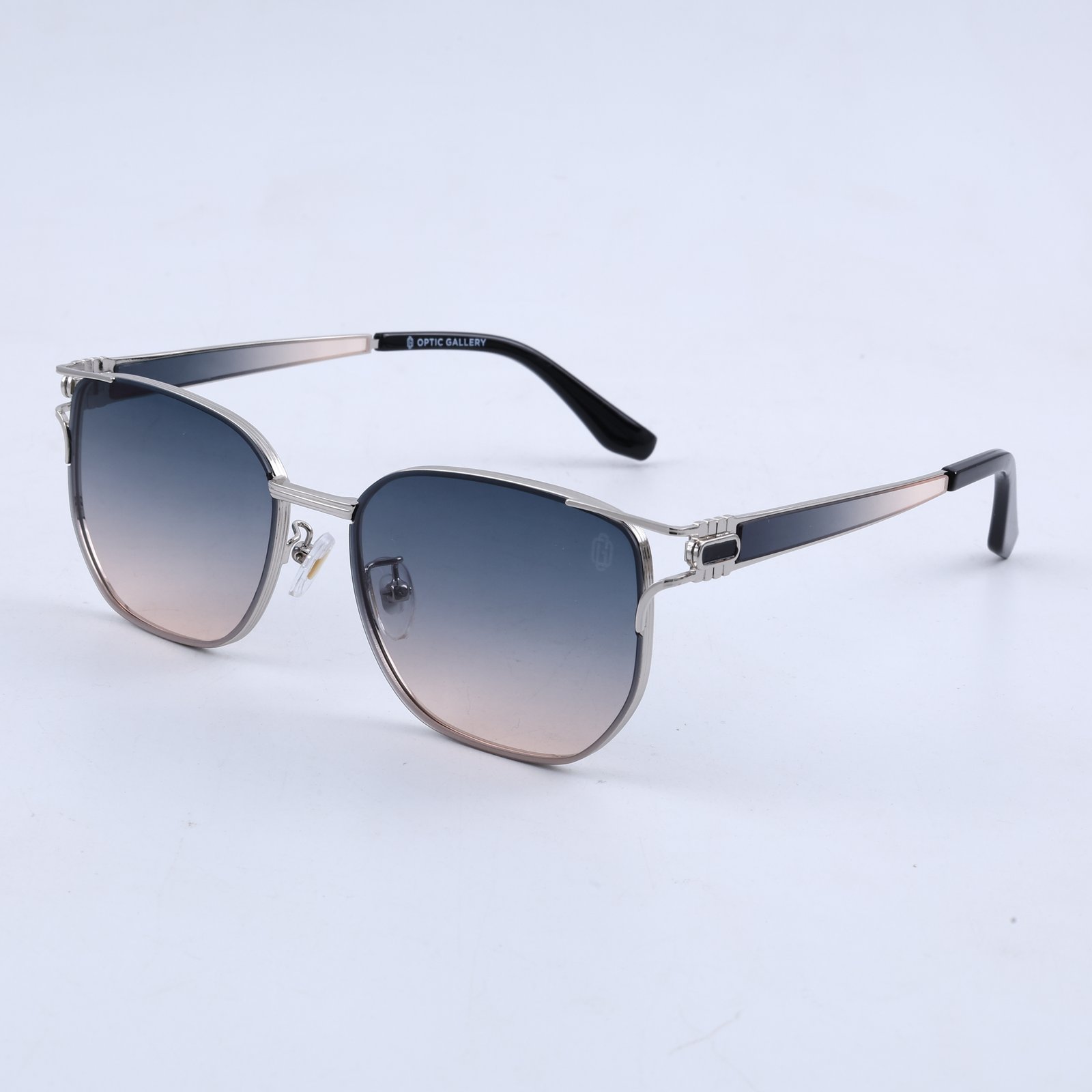 OG Silver Mist | Hexa Sunglasses with Blue Gradient Lenses