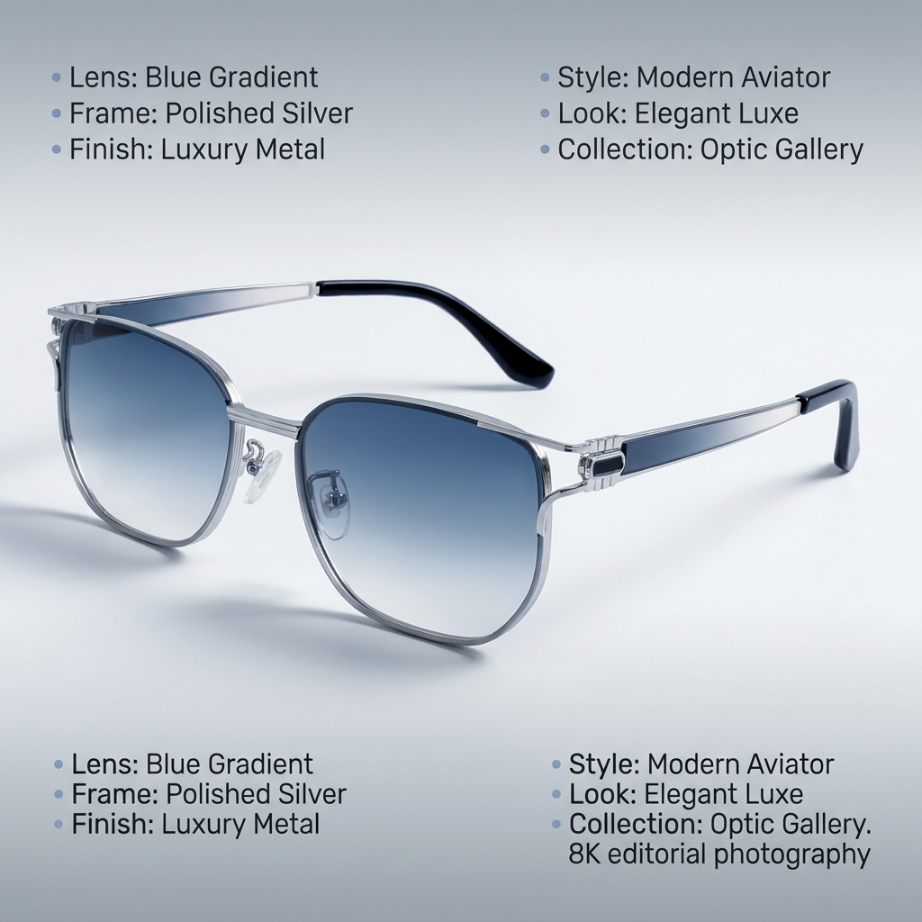 OG Silver Mist | Hexa Sunglasses with Blue Gradient Lenses