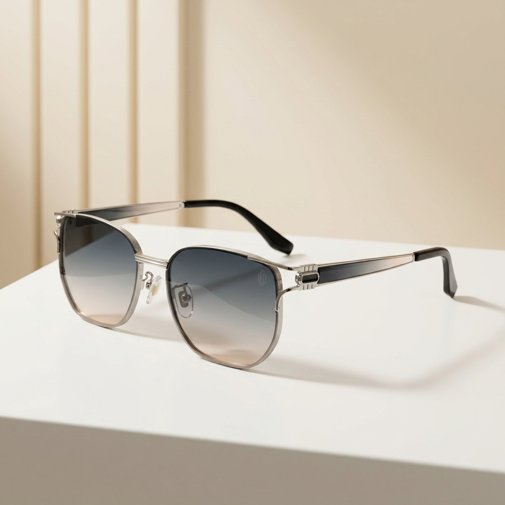 OG Silver Mist | Hexa Sunglasses with Blue Gradient Lenses