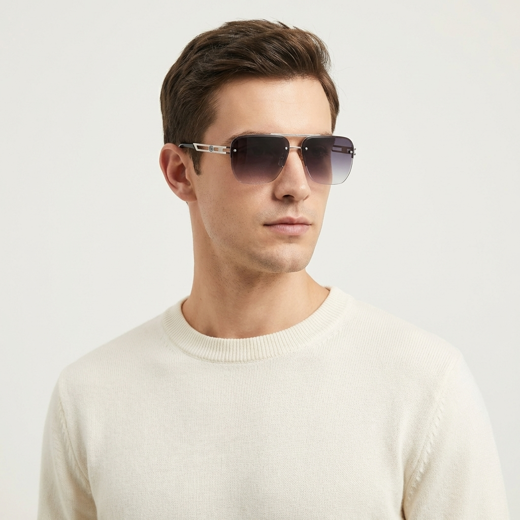 OG Silver Mist | Rimless Gradient Square Sunglasses