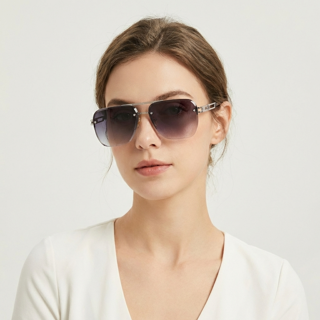 OG Silver Mist | Rimless Gradient Square Sunglasses