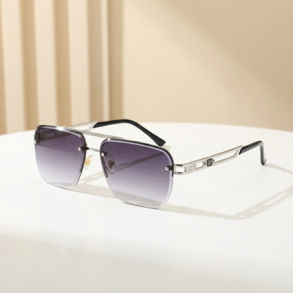 OG Silver Mist | Rimless Gradient Square Sunglasses