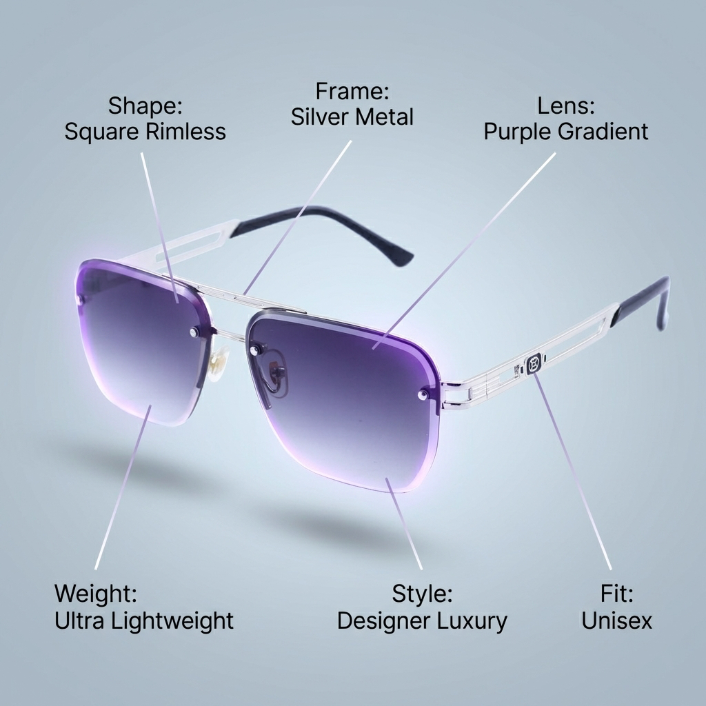 OG Silver Mist | Rimless Gradient Square Sunglasses