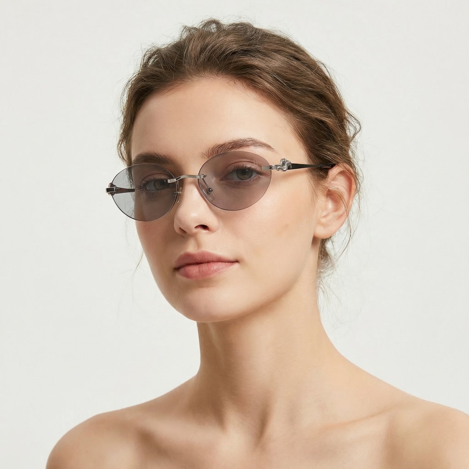 OG Sky Drift | Silver Rimless Oval Blue Sunglasses