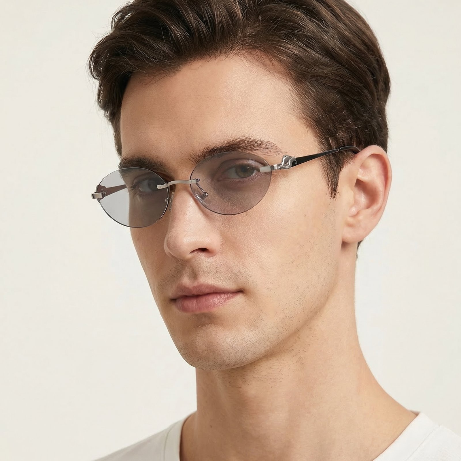 OG Sky Drift | Silver Rimless Oval Blue Sunglasses