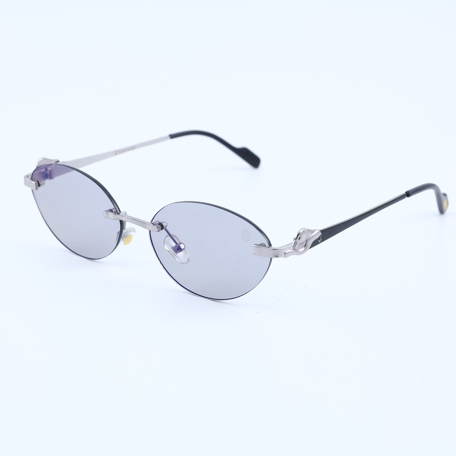 OG Sky Drift | Silver Rimless Oval Blue Sunglasses