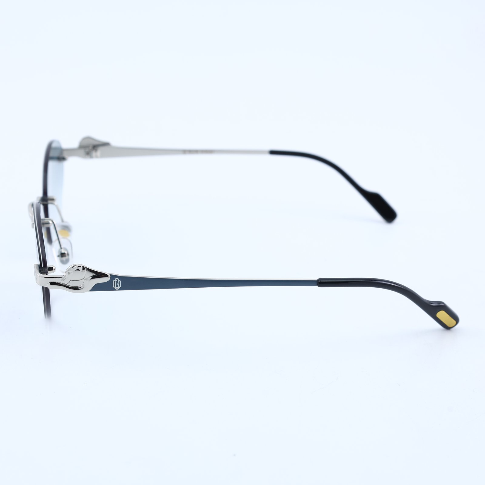 OG Sky Drift | Silver Rimless Oval Blue Sunglasses