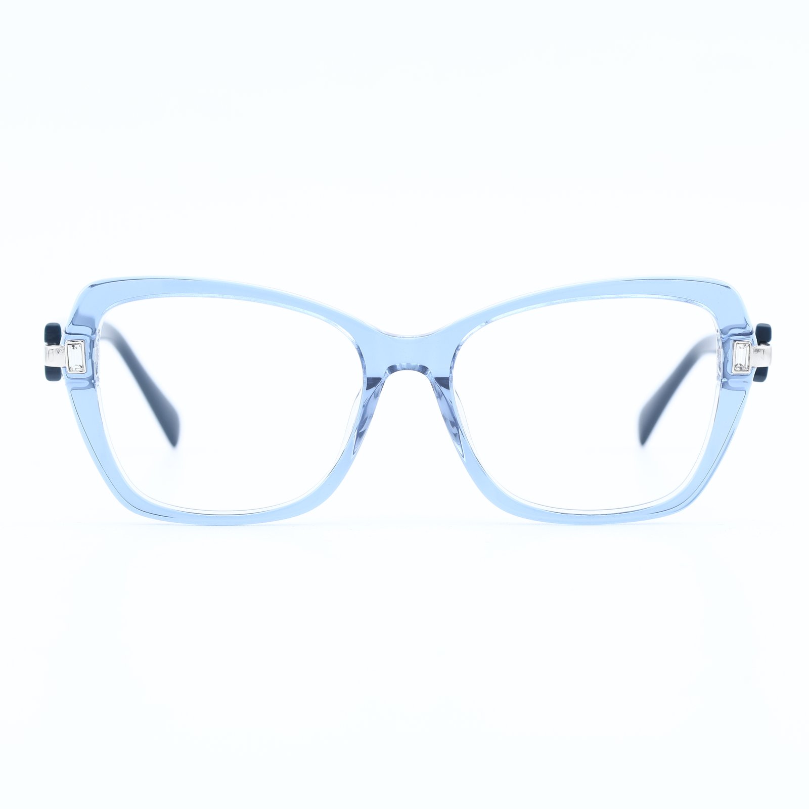 OG Sky Glow Full Rim Square Eyeglasses | Transparent Ice Blue Lightweight Optical Frame for Women