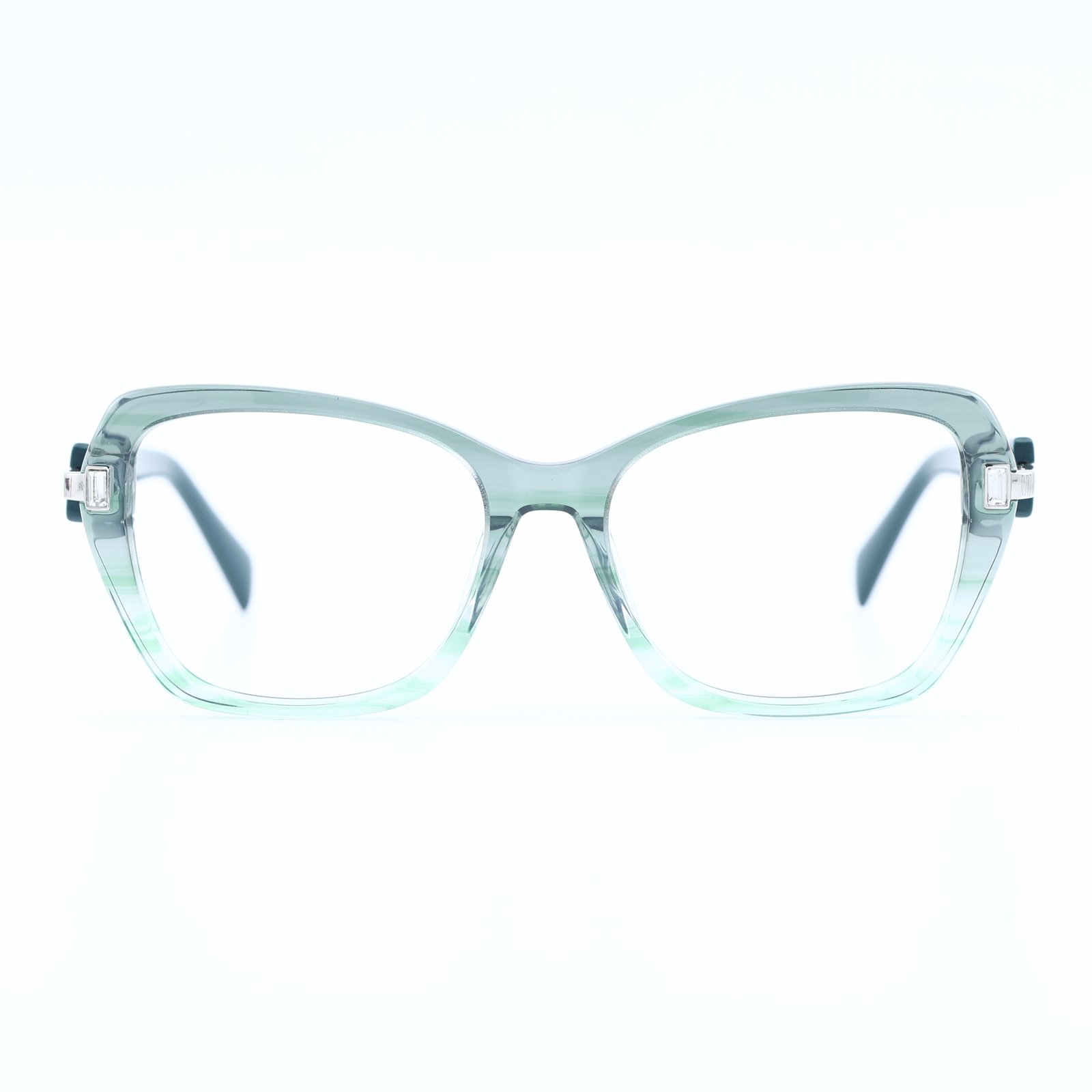 OG Sky Glow Full Rim Square Eyeglasses | Transparent Ice Blue Lightweight Optical Frame for Women