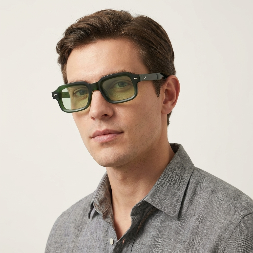 OG Sky Rust | Transparent Blue Retro Square Sunglasses