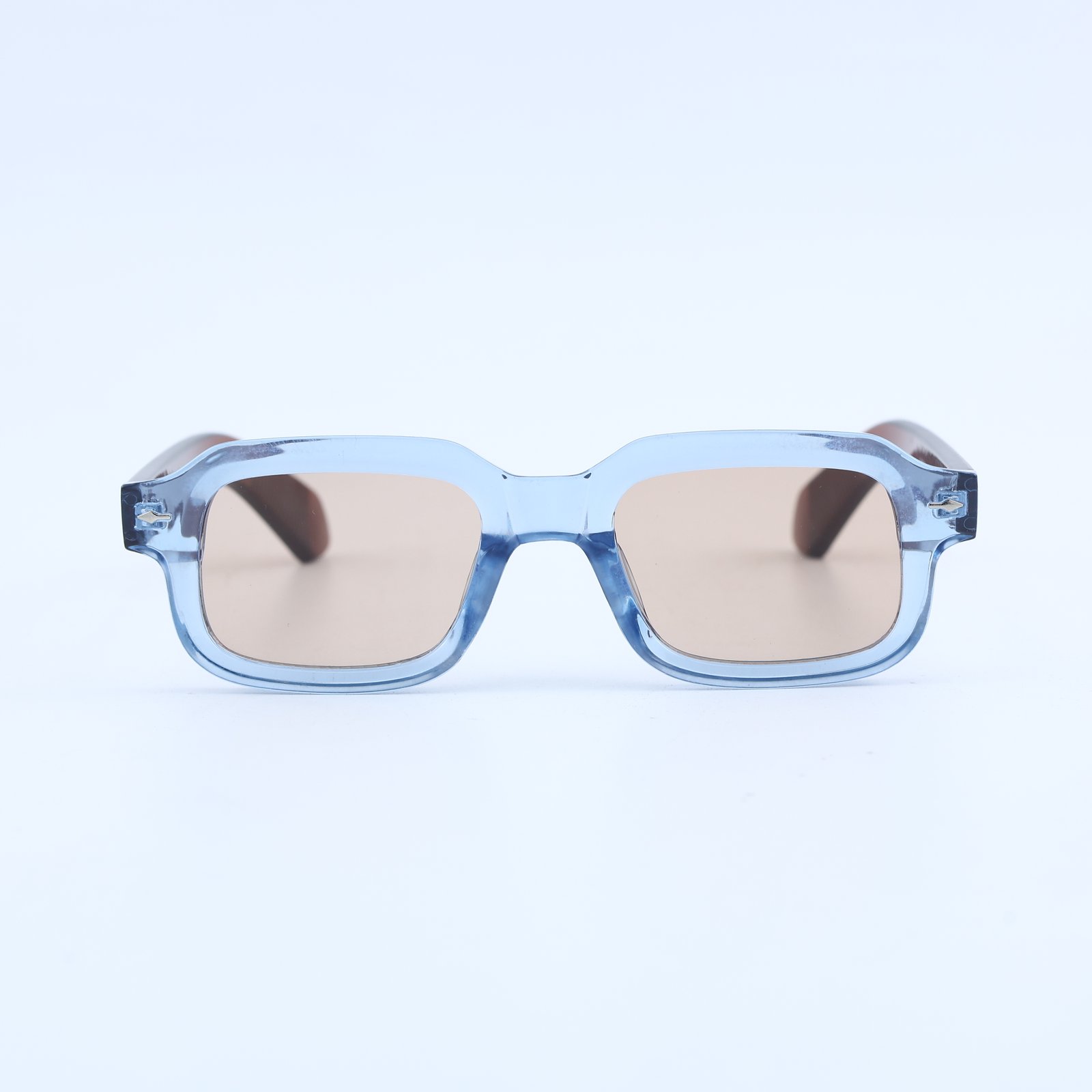OG Sky Rust | Transparent Blue Retro Square Sunglasses