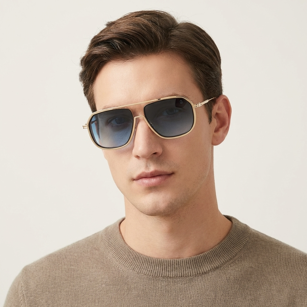 OG Skyframe Elite | Gold Double Bridge Blue Gradient Aviator Sunglasses