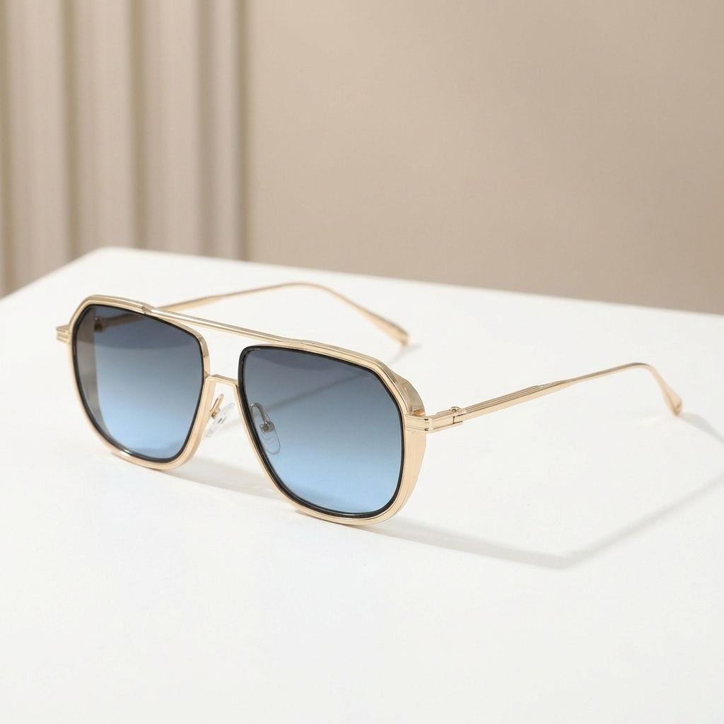 OG Skyframe Elite | Gold Double Bridge Blue Gradient Aviator Sunglasses