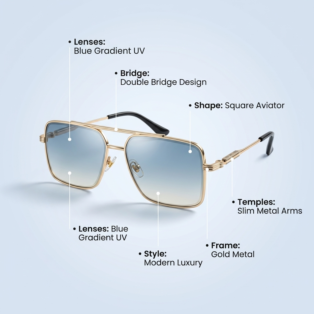 OG Skyline Luxe | Gold Gradient Aviator Square Sunglasses