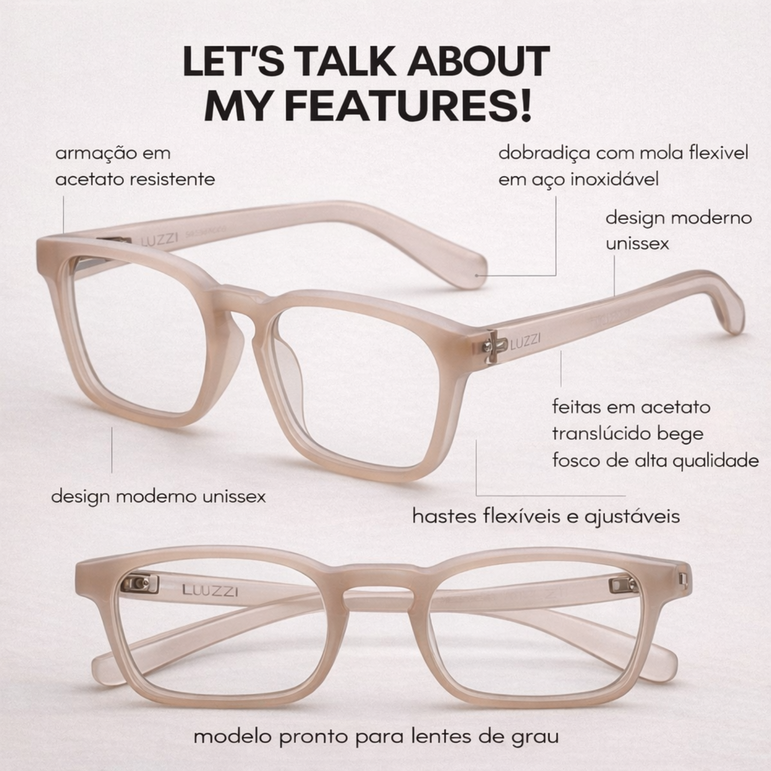 OG Square Modern Full Rim Eyeglasses for Men & Women – Brown & Grey