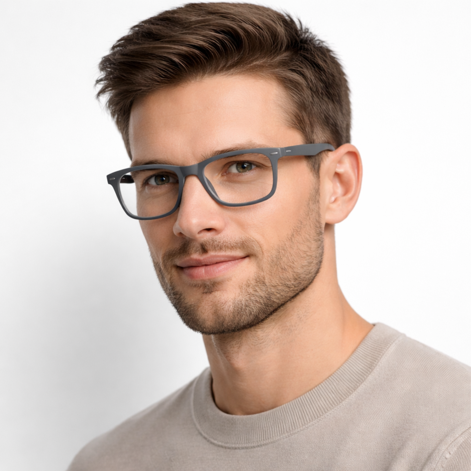 OG Square Modern Full Rim Eyeglasses for Men & Women – Brown & Grey