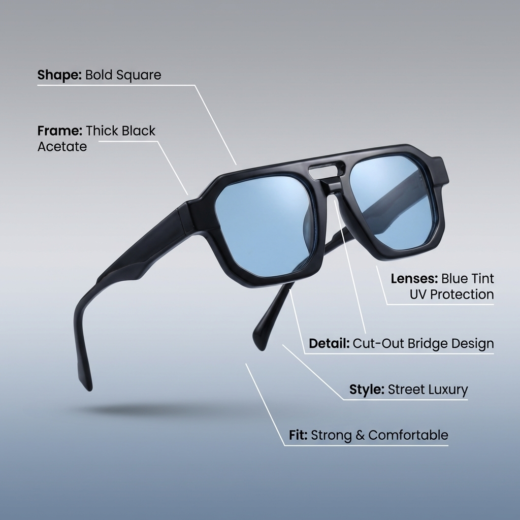 OG Stealth Blue | Bold Shield Frame Sunglasses