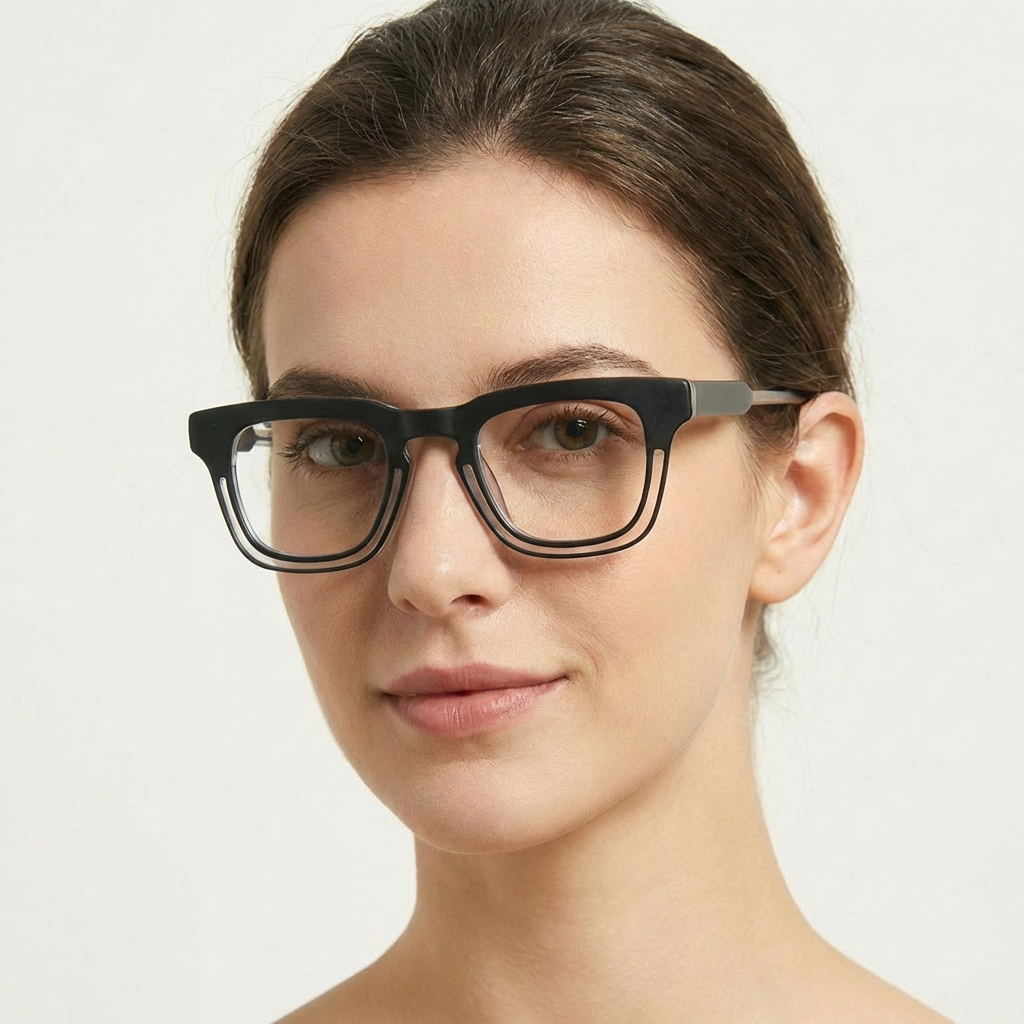 OG Stealth Fusion Full Rim Square Eyeglasses | Premium Glossy Black Transparent Optical Frame for Men