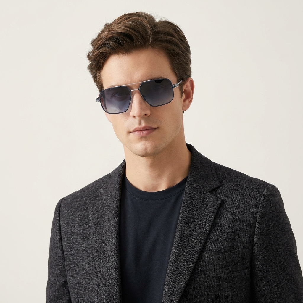 OG Steel Blue | Textured Edge Square Gradient Sunglasses