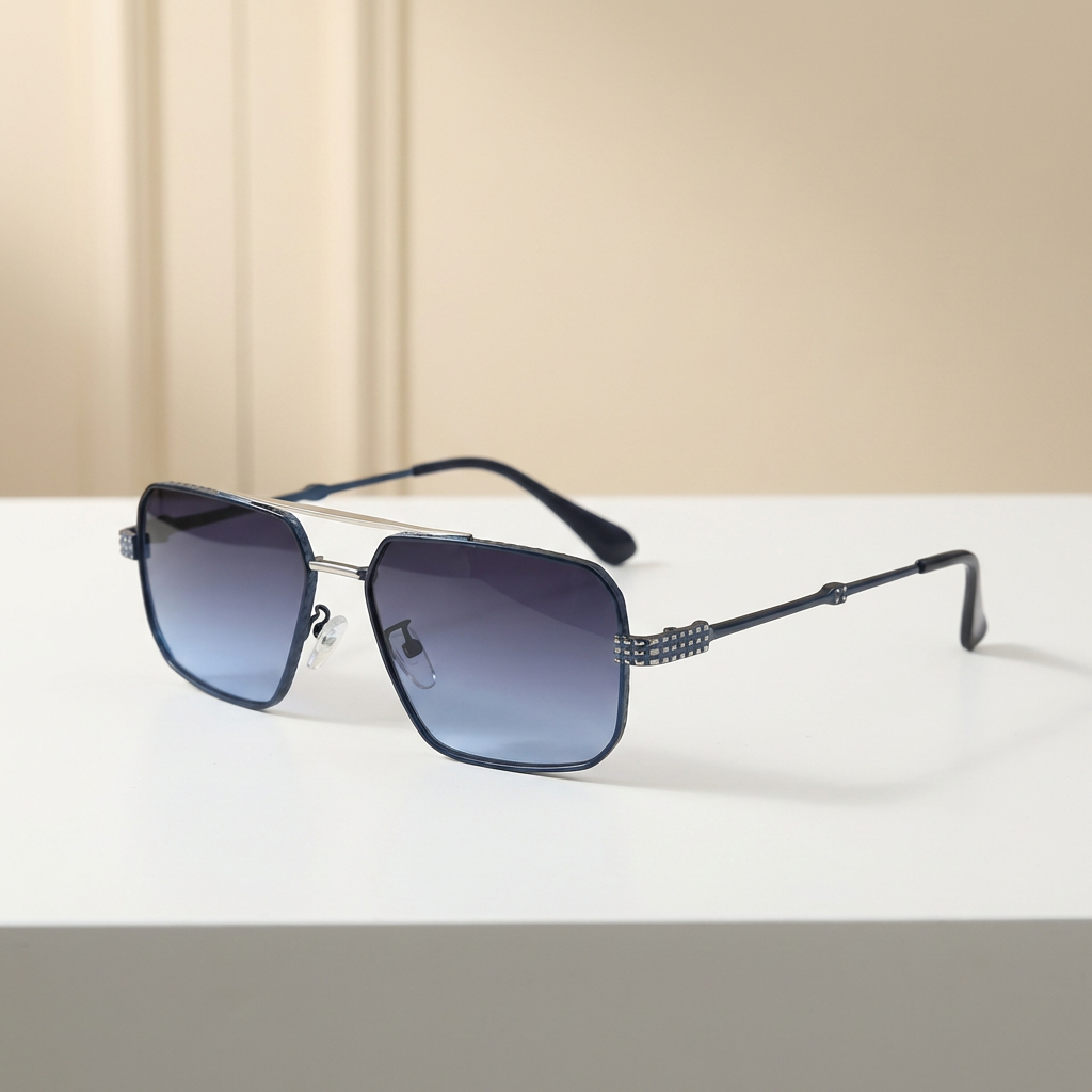 OG Steel Blue | Textured Edge Square Gradient Sunglasses