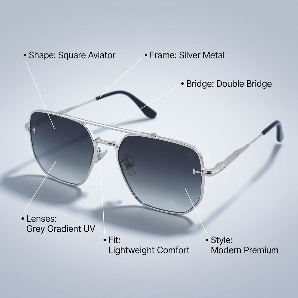 OG Steel Vision | Gunmetal Square Gradient Aviator Sunglasses