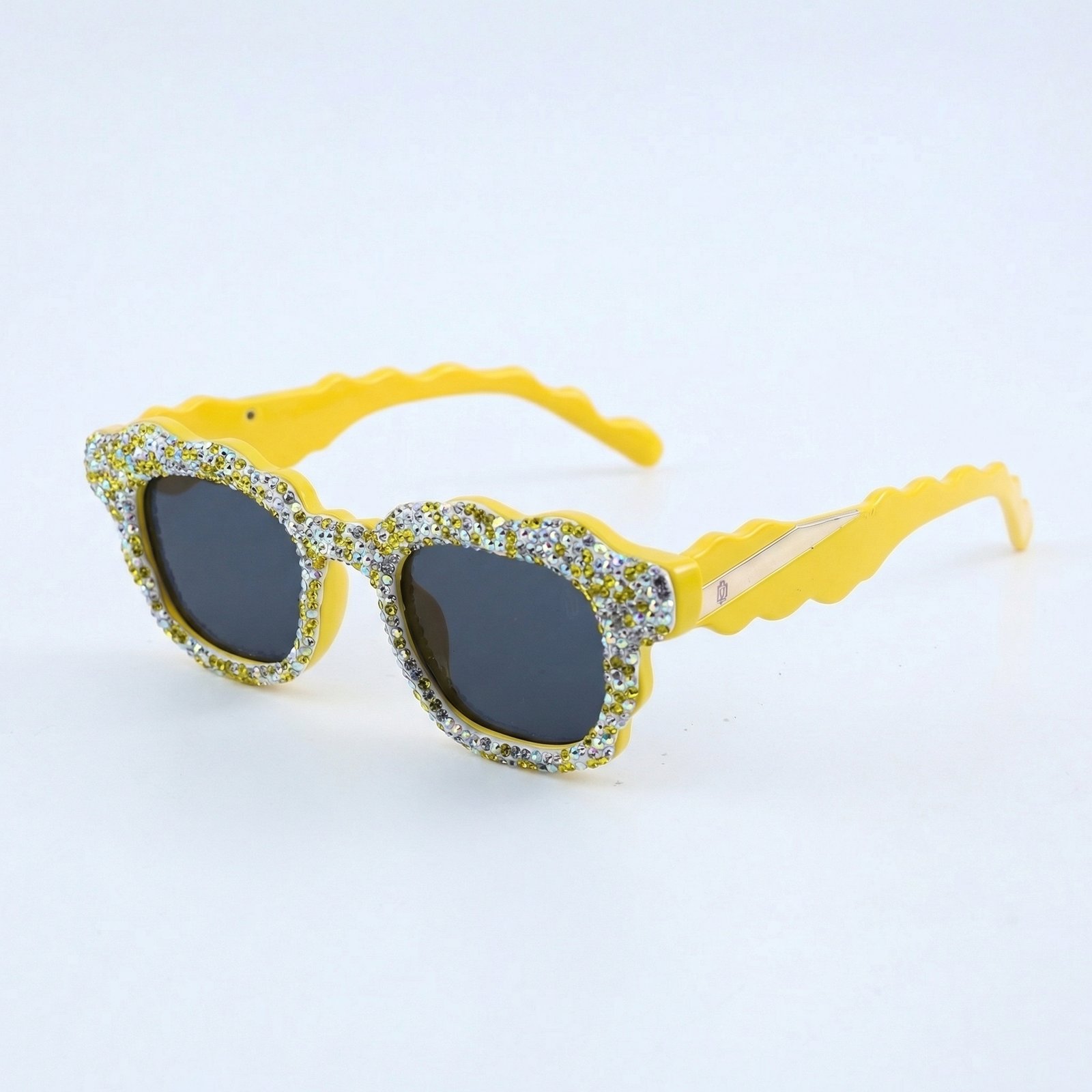OG Sunshine Sparkle Wave Sunglasses | Yellow Crystal-Studded Luxury Statement Shades for Women