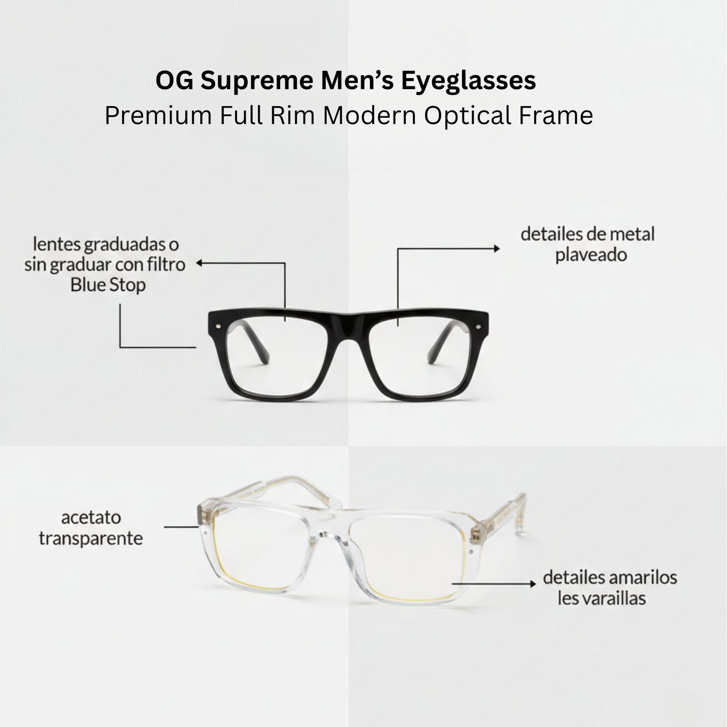 OG Supreme Men’s Eyeglasses | Premium Full Rim Modern Optical Frame
