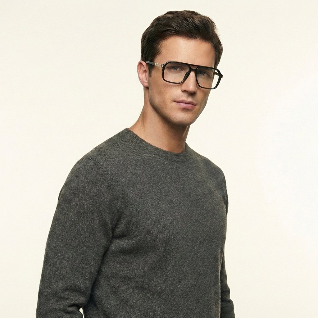 OG Titan Bar Full Rim Square Eyeglasses | Bold Premium Optical Frame with Metal Accent for Men