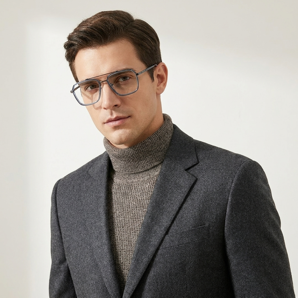 OG Twilight Light Blue & Gunmetal Eyeglasses – Square Full Rim Frame