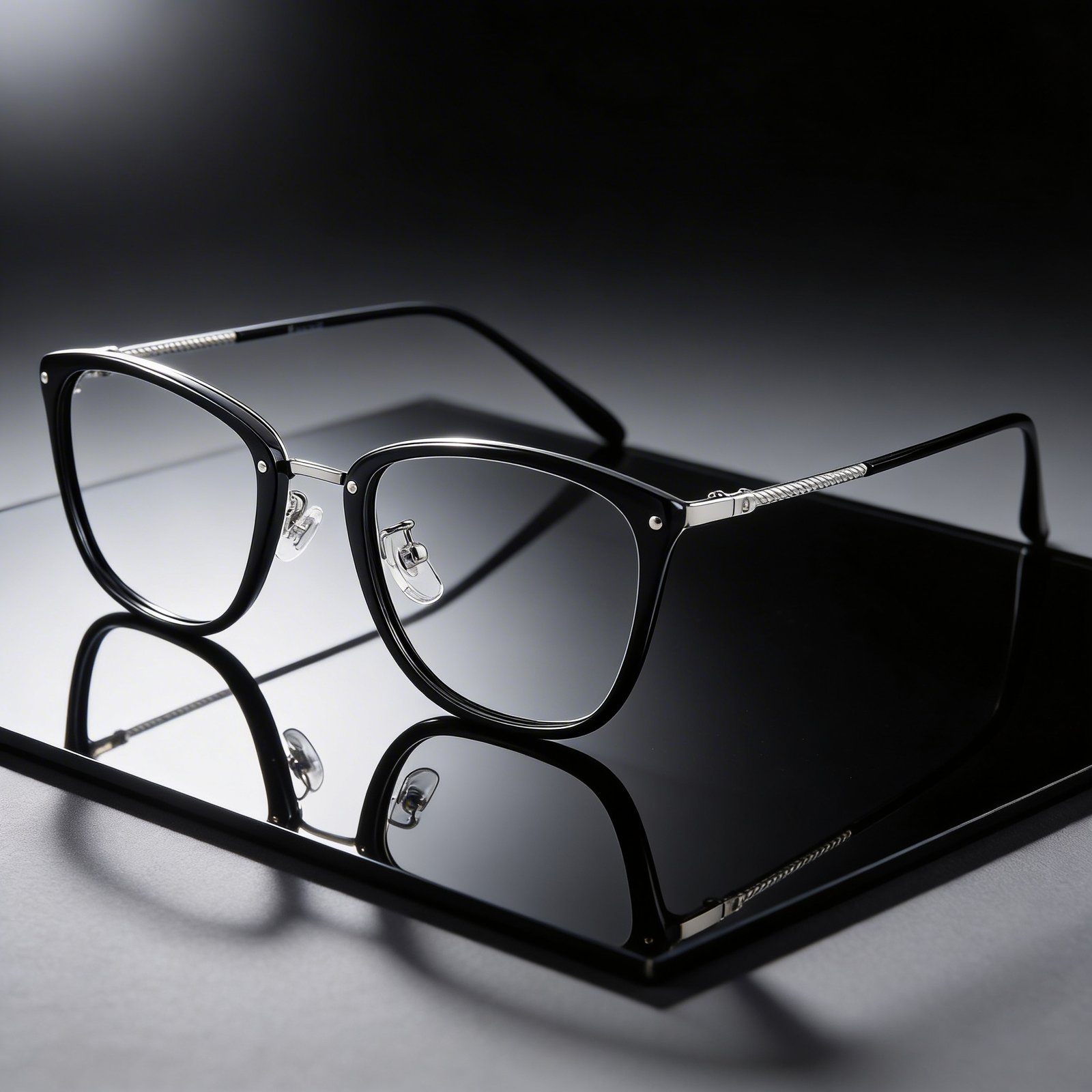 OG Urban Grace Full Rim Cat-Eye Eyeglasses | Black & Silver Slim Metal Hybrid Frame for Women