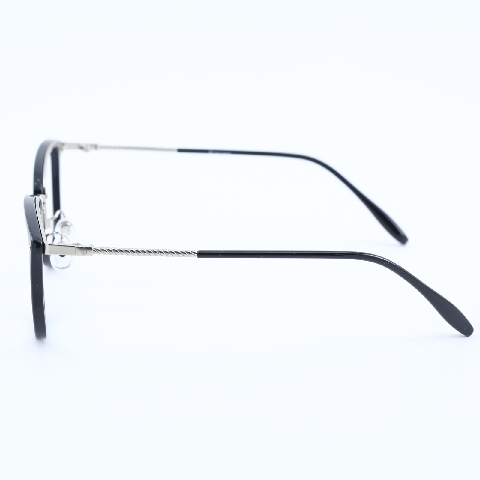 OG Urban Grace Full Rim Cat-Eye Eyeglasses | Black & Silver Slim Metal Hybrid Frame for Women