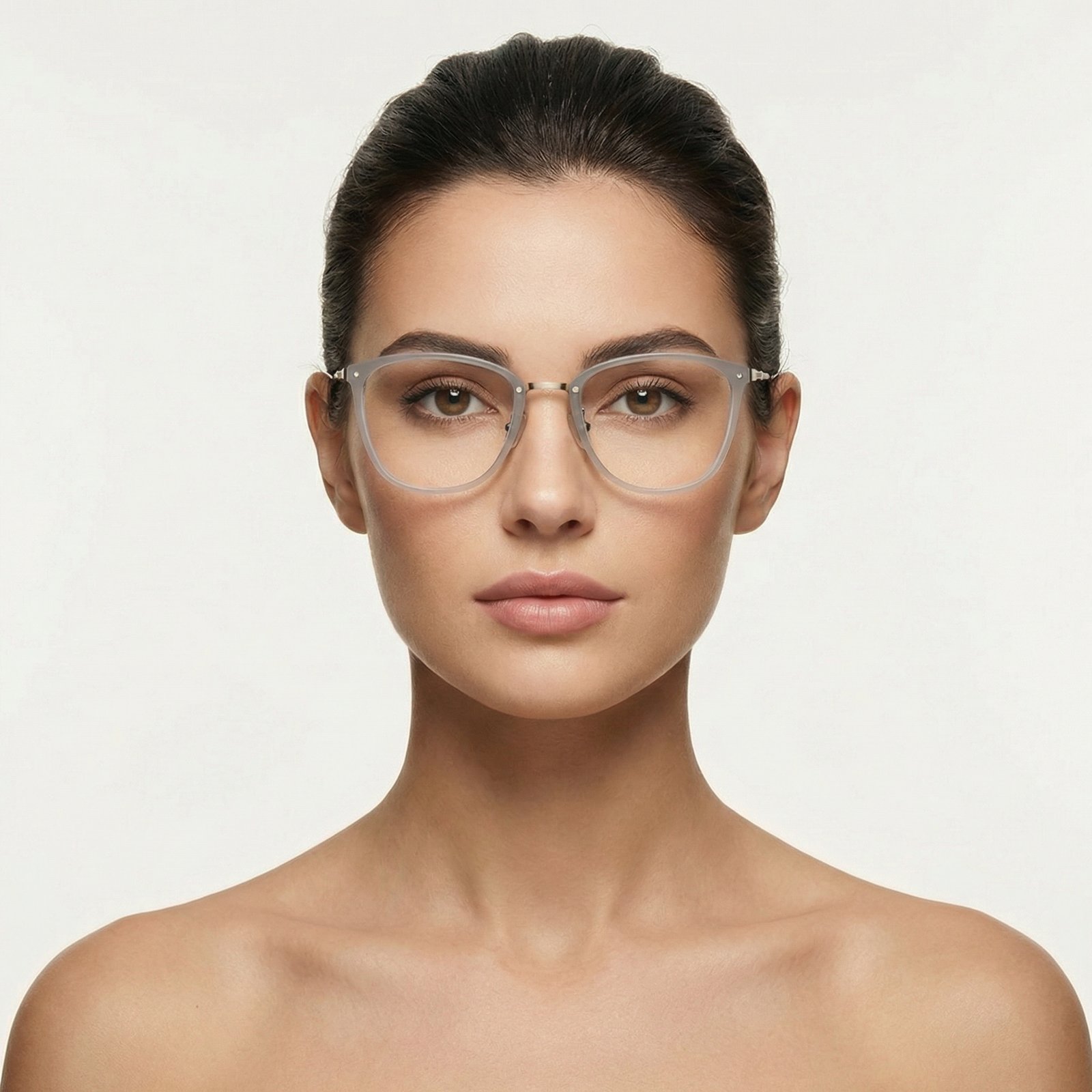 OG Urban Grace Full Rim Cat-Eye Eyeglasses | Black & Silver Slim Metal Hybrid Frame for Women