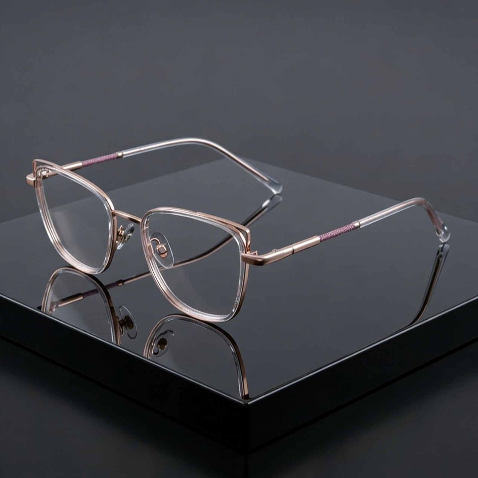 OG Cat Eye Full Rim Square Glasses | Matte Grey Frame for Women