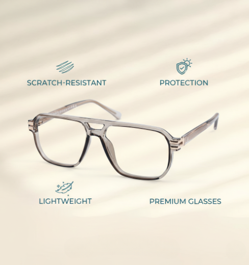 Square Drive Blue-Block Square Eyeglasses for Men & Women | Black, Brown & Grey