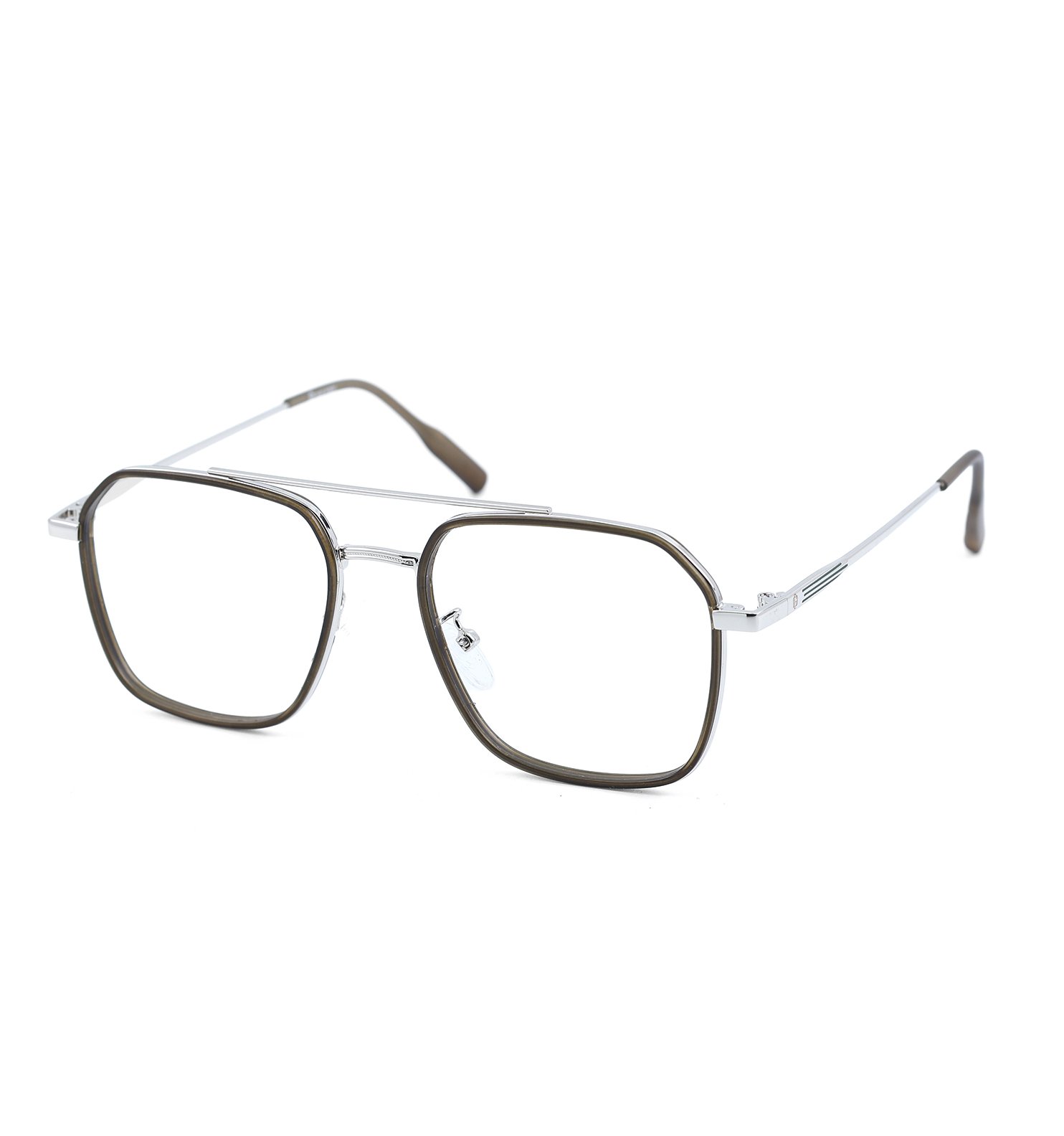 Square Metal Core Eyeglasses | Full Rim Optical Frame in Black & Brown