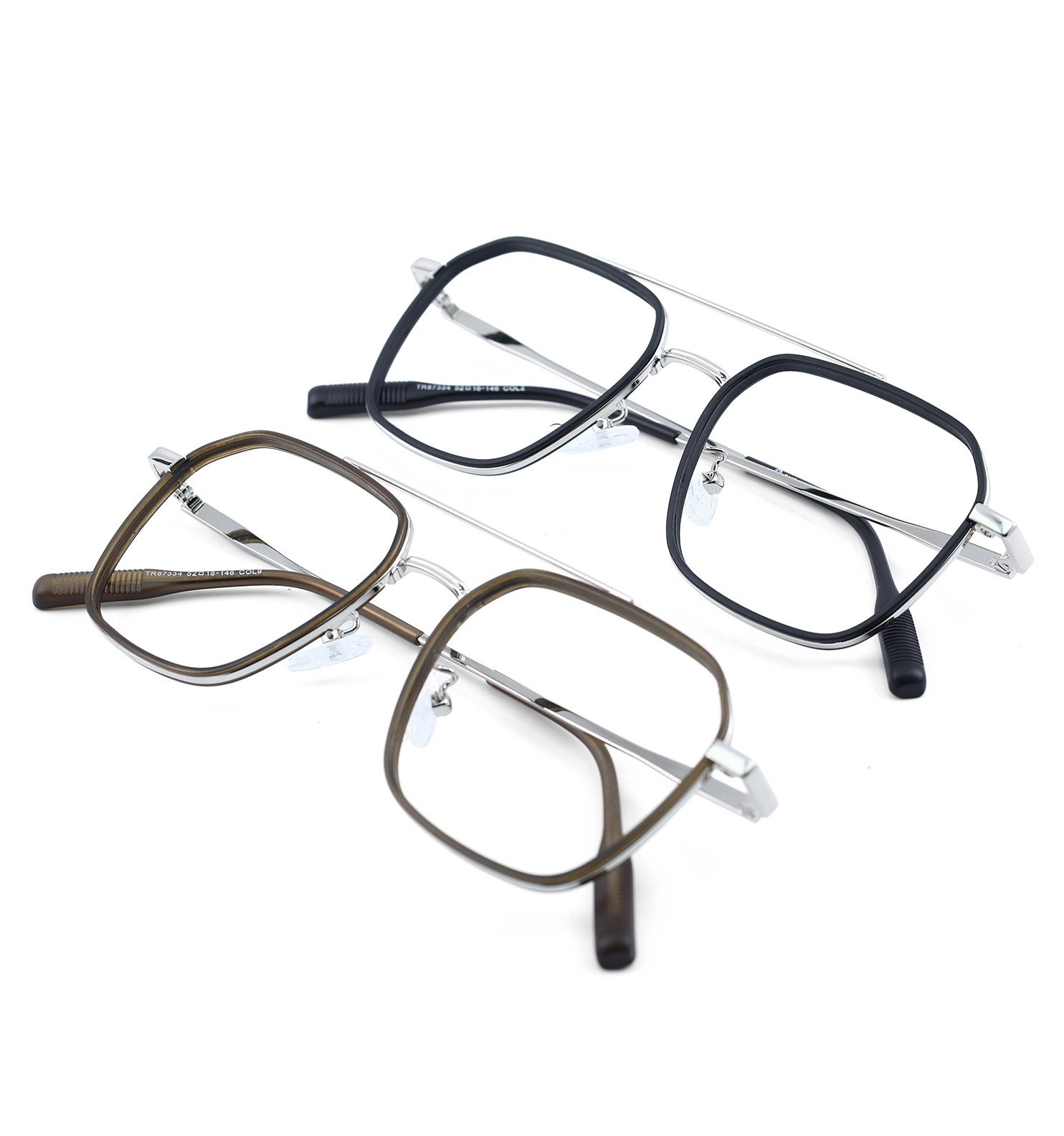 Square Metal Core Eyeglasses | Full Rim Optical Frame in Black & Brown
