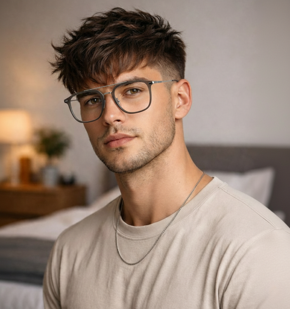 Square Metal Core Eyeglasses | Full Rim Optical Frame in Black & Brown