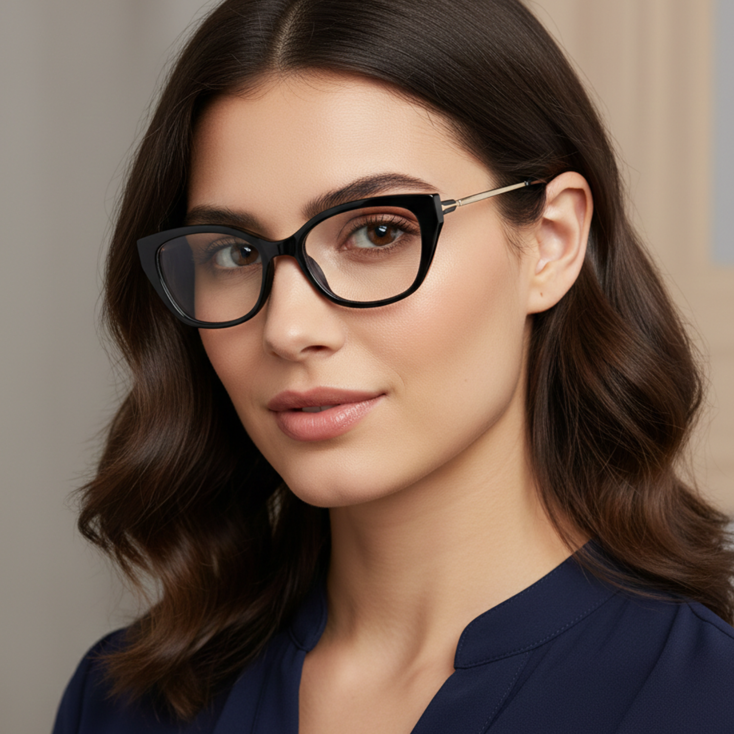 Women Velvet Curve Cat-Eye Eyeglasses | Full Rim Elegant Optical Frame