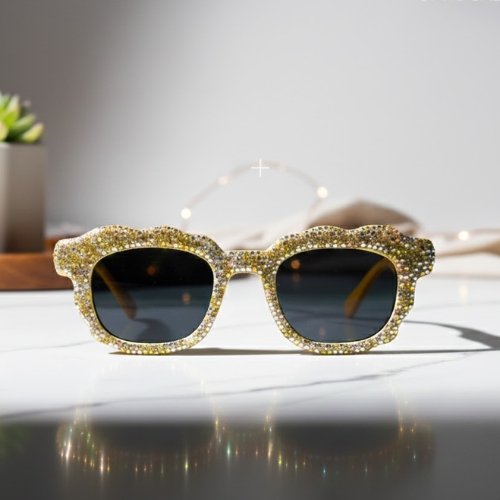 Yellow Crystal Sunglasses for Women | Glam Party Wear Shades